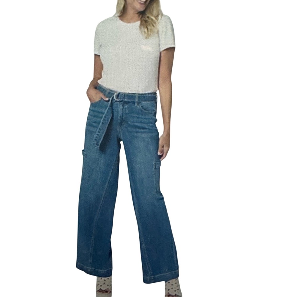 Peace Love World Authentic Denim Regular Self D-Ring Jeans Wide‎ Leg